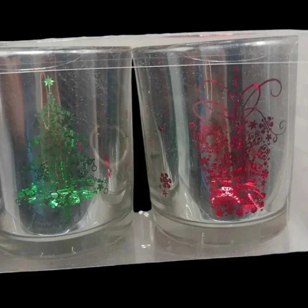 Set of 4 christmas glass votive candle holder